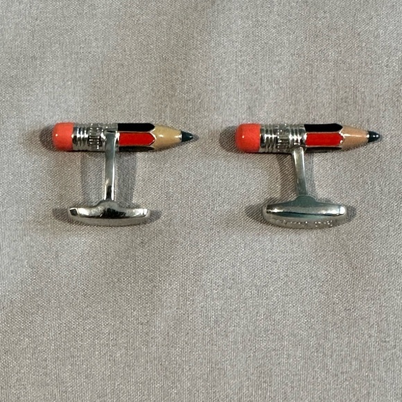 Red and Silver Novelty Pencil Cuff Links - Picture 2 of 3